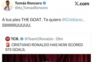 龙赛罗在社交媒体上向C罗致敬：GOAT传奇不息，爱您！SIIIIIIIIUUUU