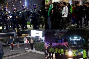 墨西哥球迷干扰英格兰队下榻酒店，警方已设两道警戒线